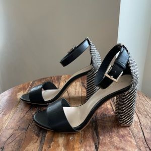 Nine West Block Heel Sandals Black/White Size 6